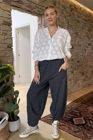 Made in Italy Lagenlook Shelby Cocoon Pant Charcoal